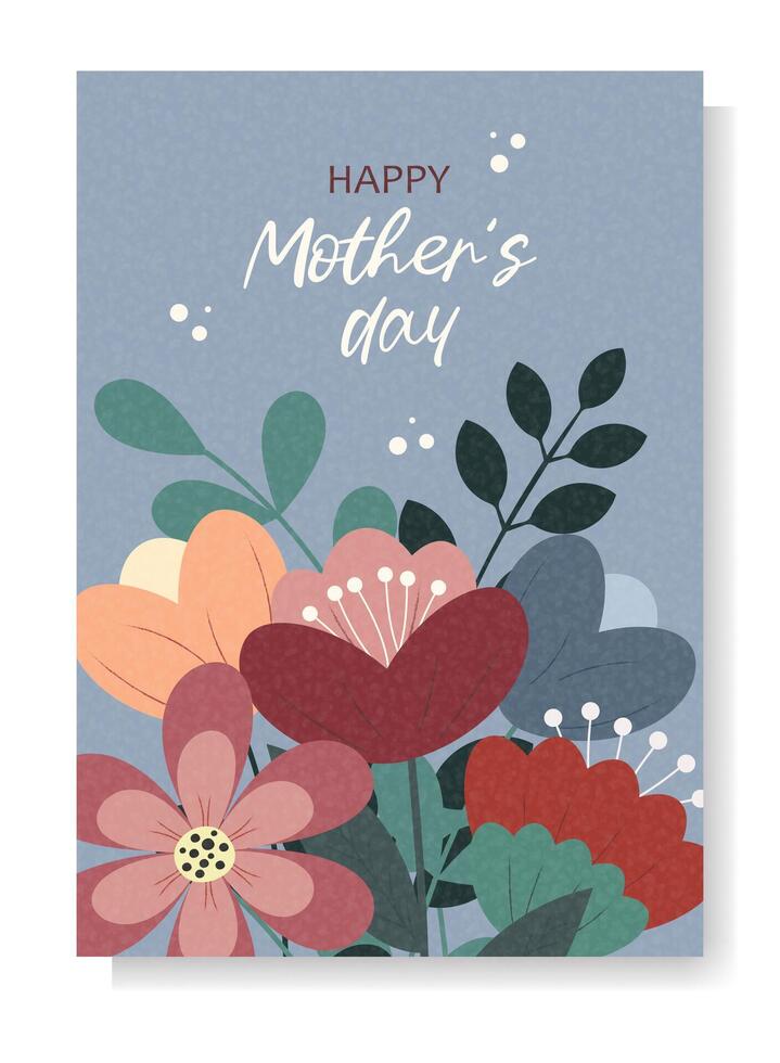 Mother's Day card in retro style on a blue background vector