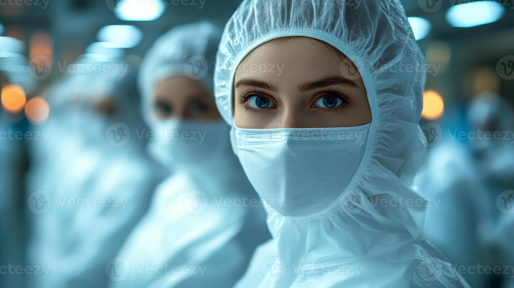 Technicians in protective clothing operate in a sophisticated manufacturing environment dedicated to petrochemical synthesis. They ensure efficient processes in industrial engineering. photo