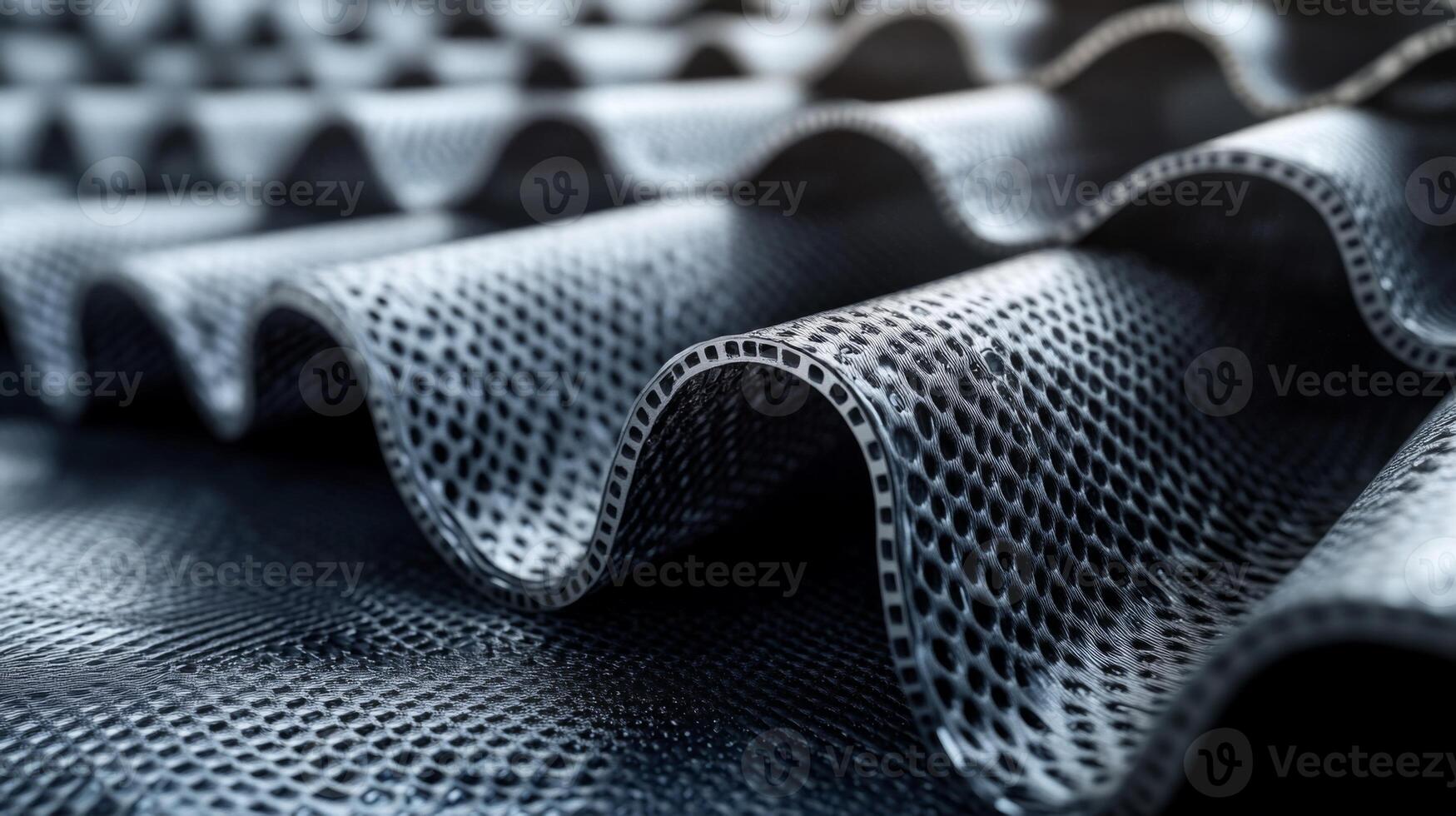 Close-up view of a textured industrial material with waves, depicting intricate designs used in manufacturing processes such as welding or casting. photo