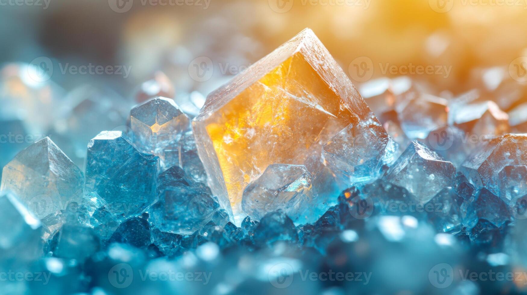 Brightly colored crystals are illuminated in a factory setting while workers focus on the automated processes of petrochemical synthesis and refinement. photo
