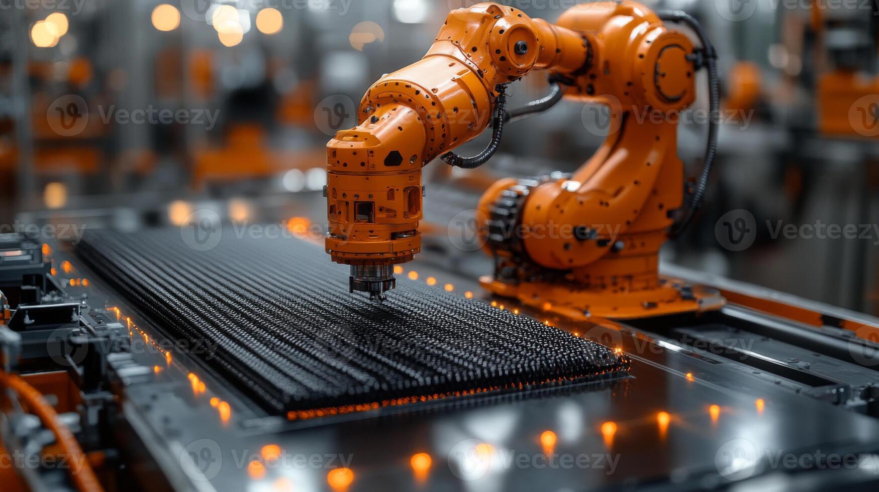 A robotic arm handles intricate welding tasks in a state-of-the-art factory, showcasing the efficiency of automation in metal fabrication. photo