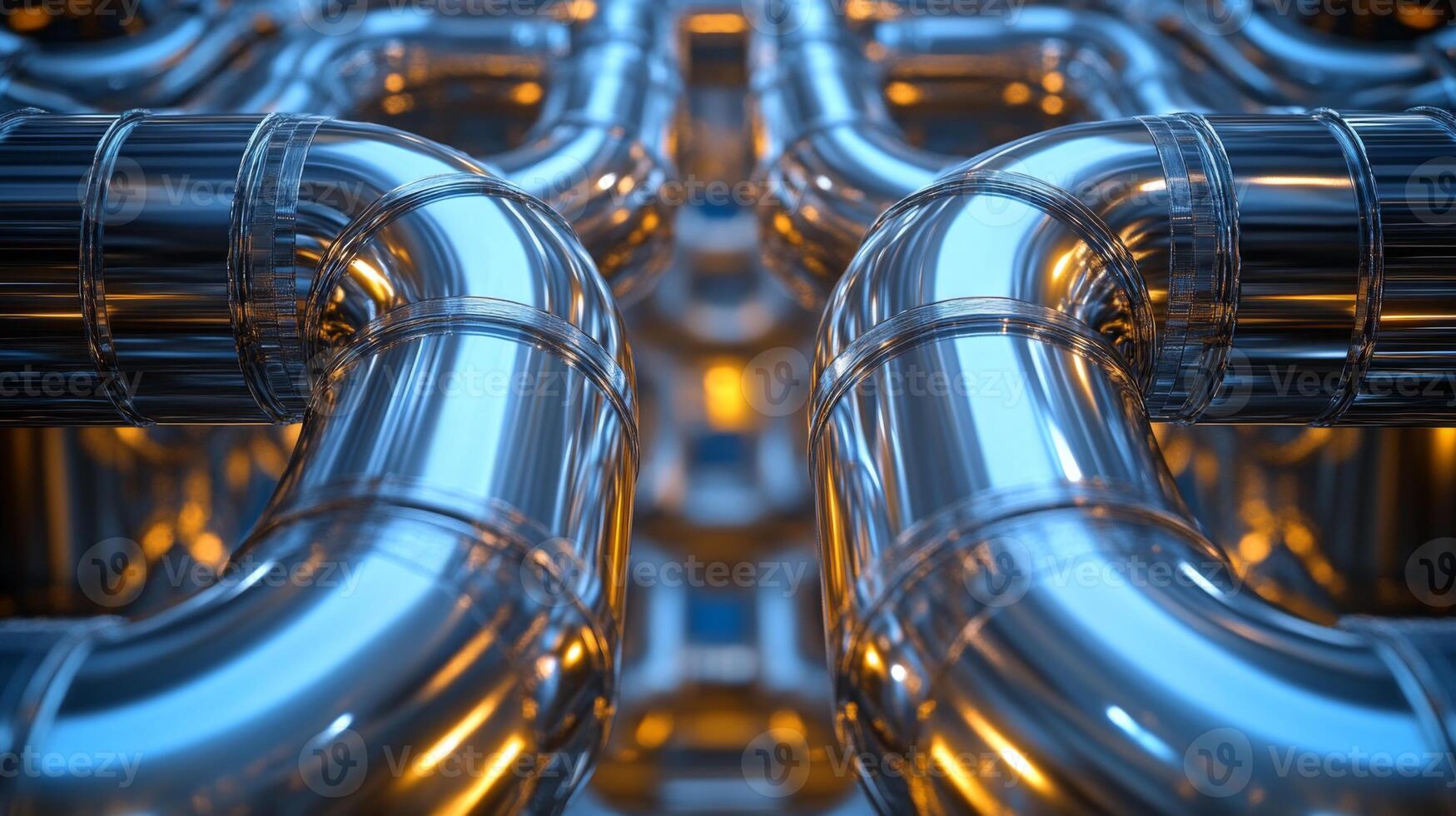 In a manufacturing facility, multiple steel pipes form a complex arrangement, showcasing advanced welding techniques and automation processes in metallurgy, focusing on efficiency and precision. photo