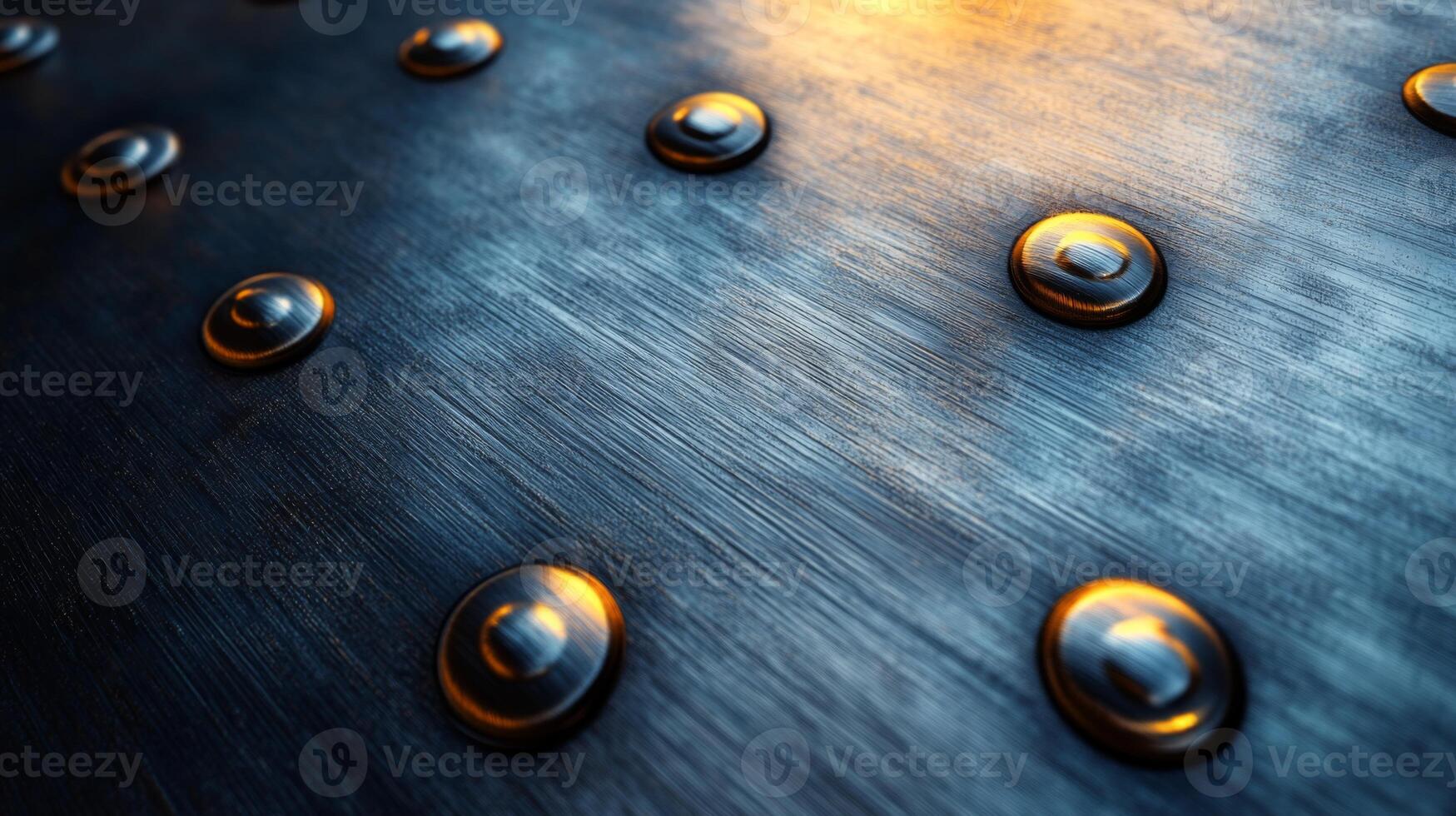 A detailed close-up of a metallic surface highlights rivets and texture, illustrating the craftsmanship involved in metalworking and manufacturing processes. photo