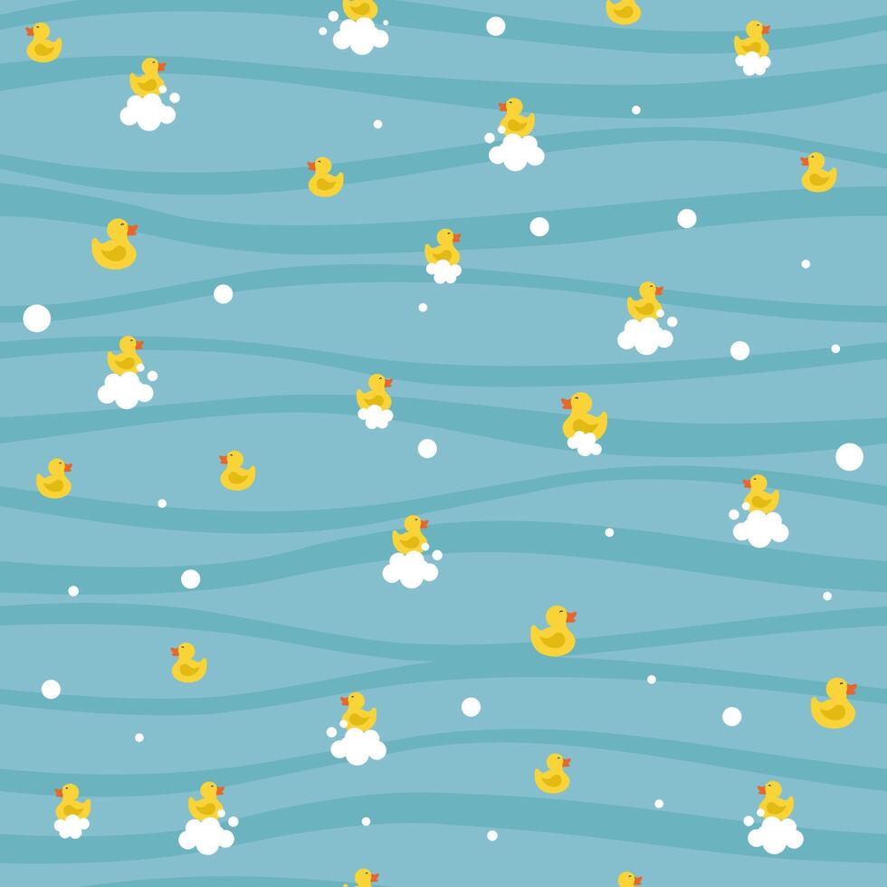 Cute rubber yellow duck seamless pattern. illustration for packaging, t-shir, texture wallpaper, animal background vector