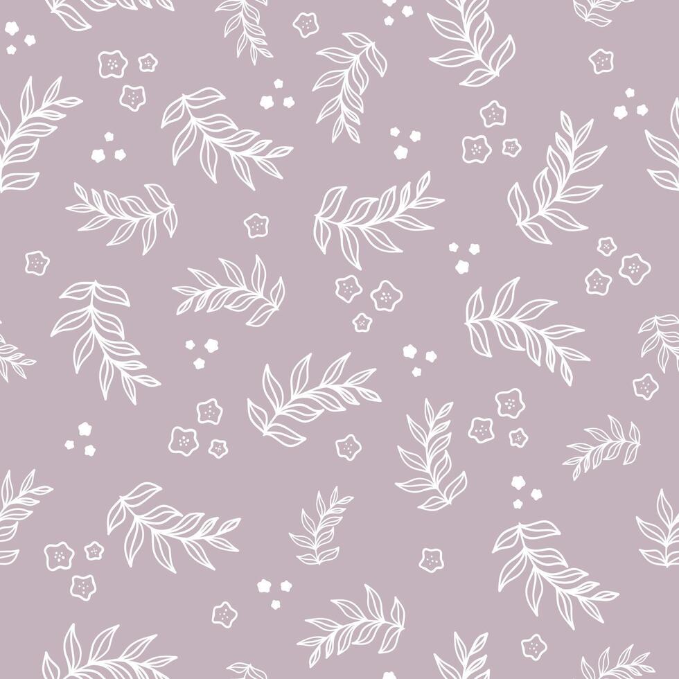 Seamless pattern with leaves. floral background in trendy minimalistic linear style. vector
