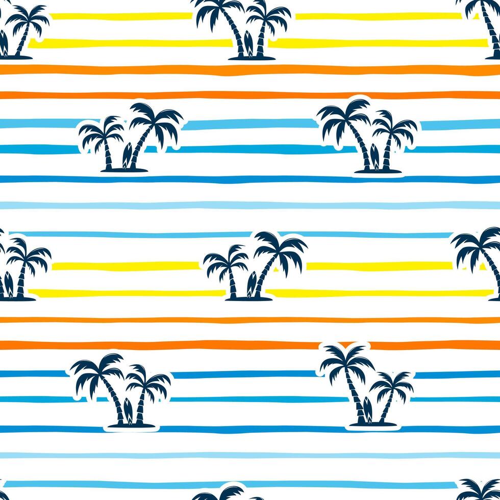 Seamless pattern background with palm trees on striped vector