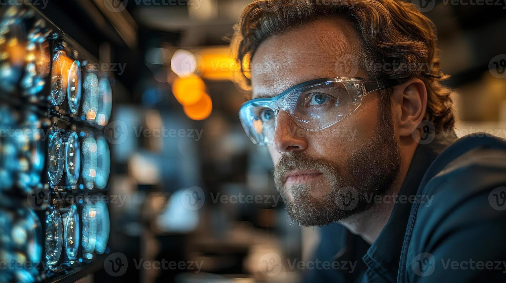 A scientist observes intricate qubit displays in a modern laboratory, showcasing quantum interactions and principles like superposition and entanglement during an experimental session. photo