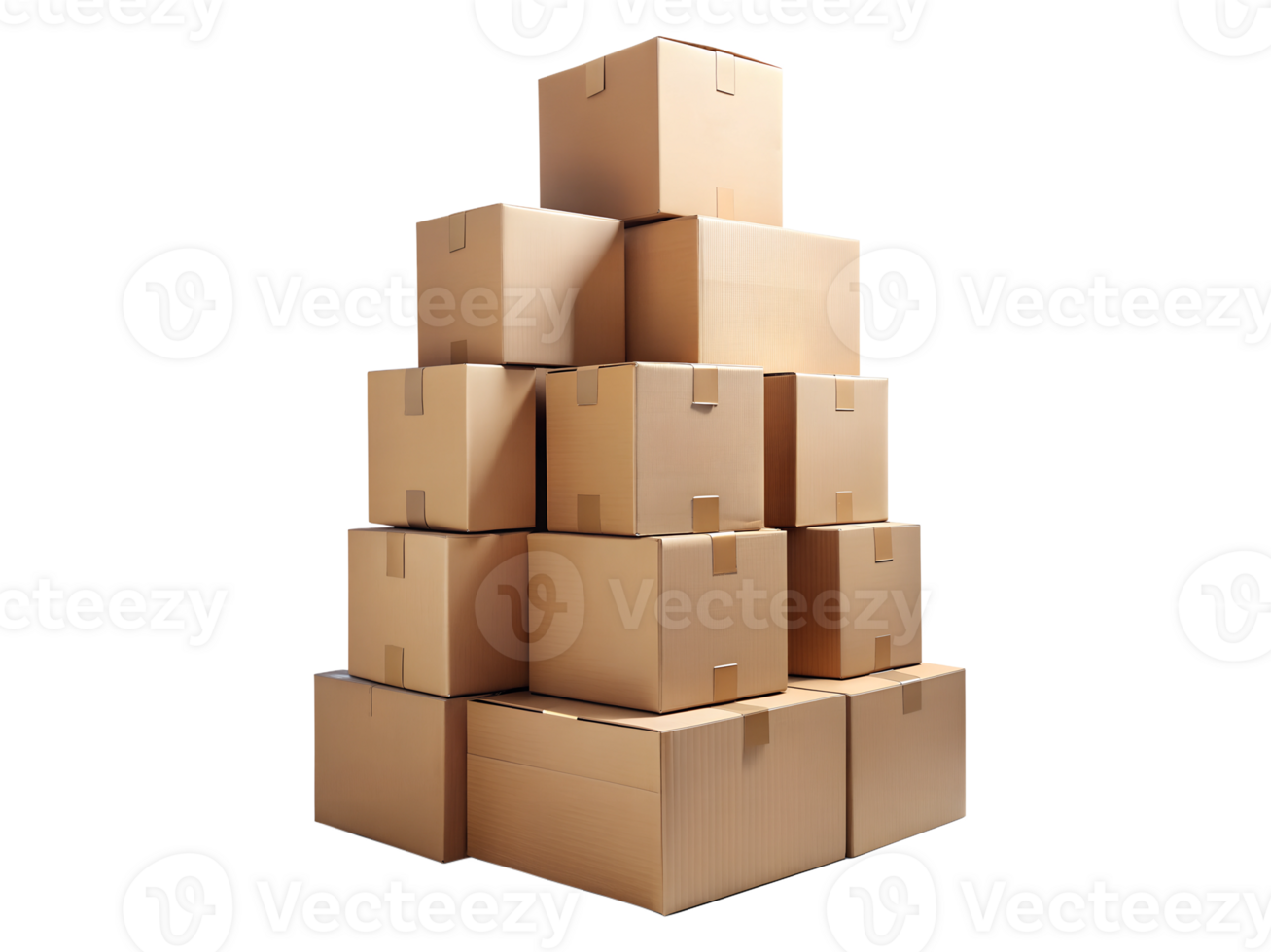 A stack of cardboard boxes cut out clipping path png