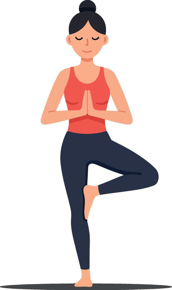Woman practicing yoga in a serene pose wearing activewear in flat art vector