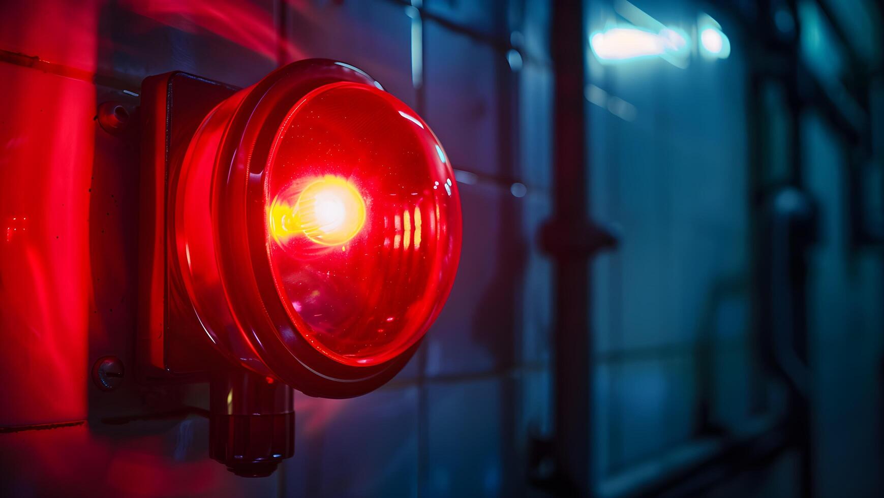 A red light is shining on a wall photo