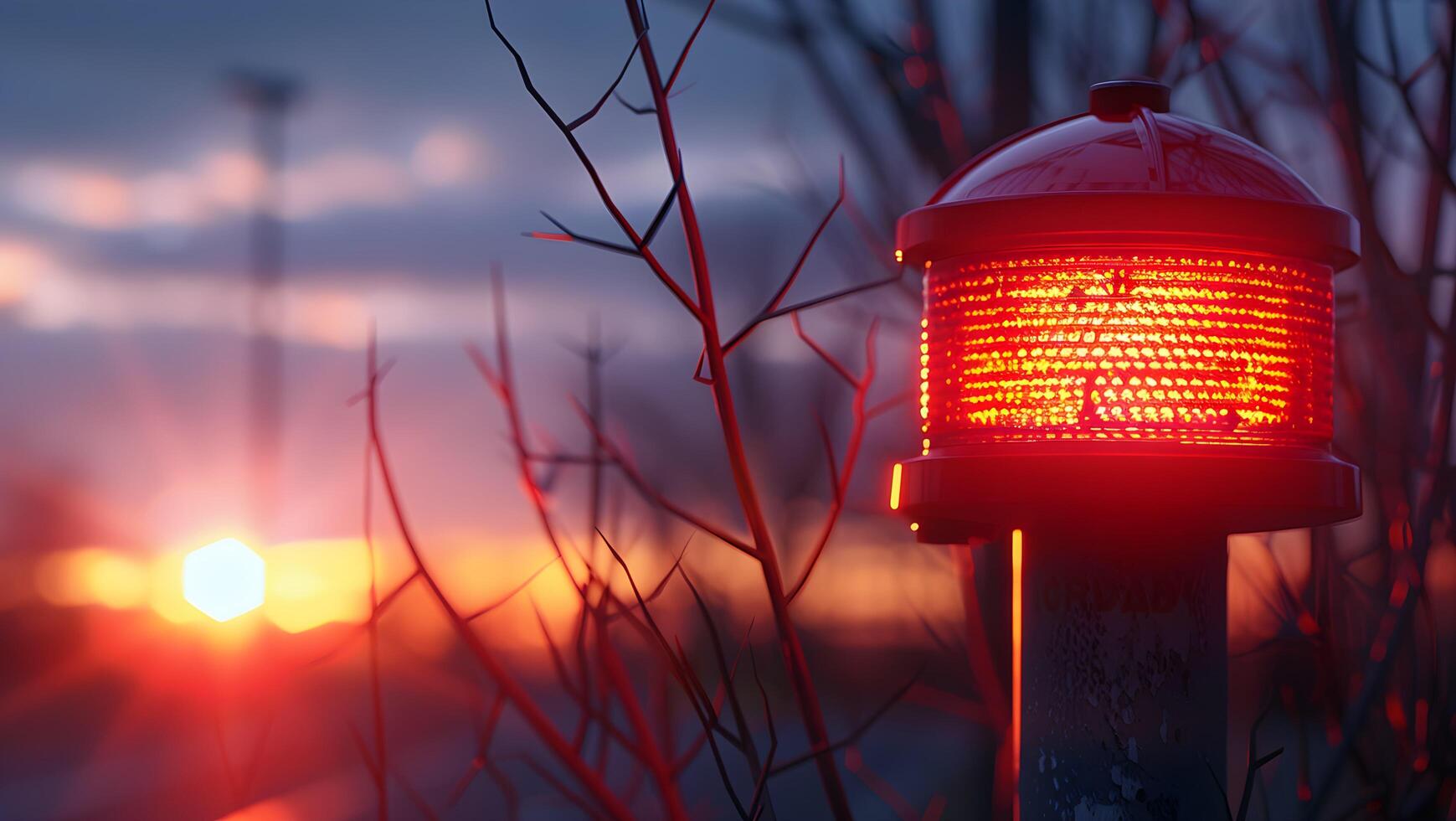 A red light on a pole photo