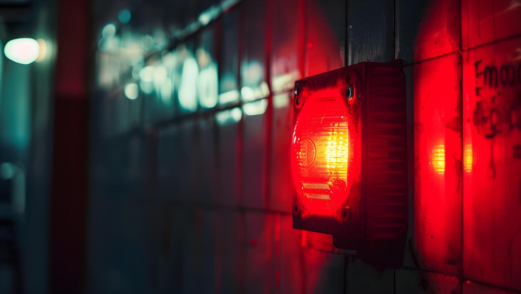A red light is shining on a wall photo