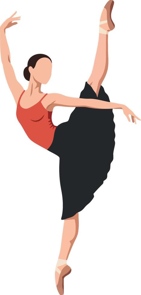 Elegant ballerina performing a graceful dance move in a flat illustration style showcasing poise and artistry in motion art vector