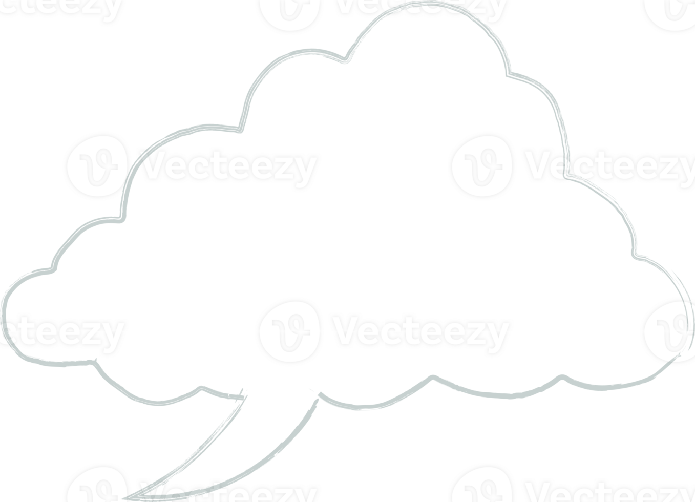 A soft, fluffy cloud-shaped speech bubble with a gray outline, png