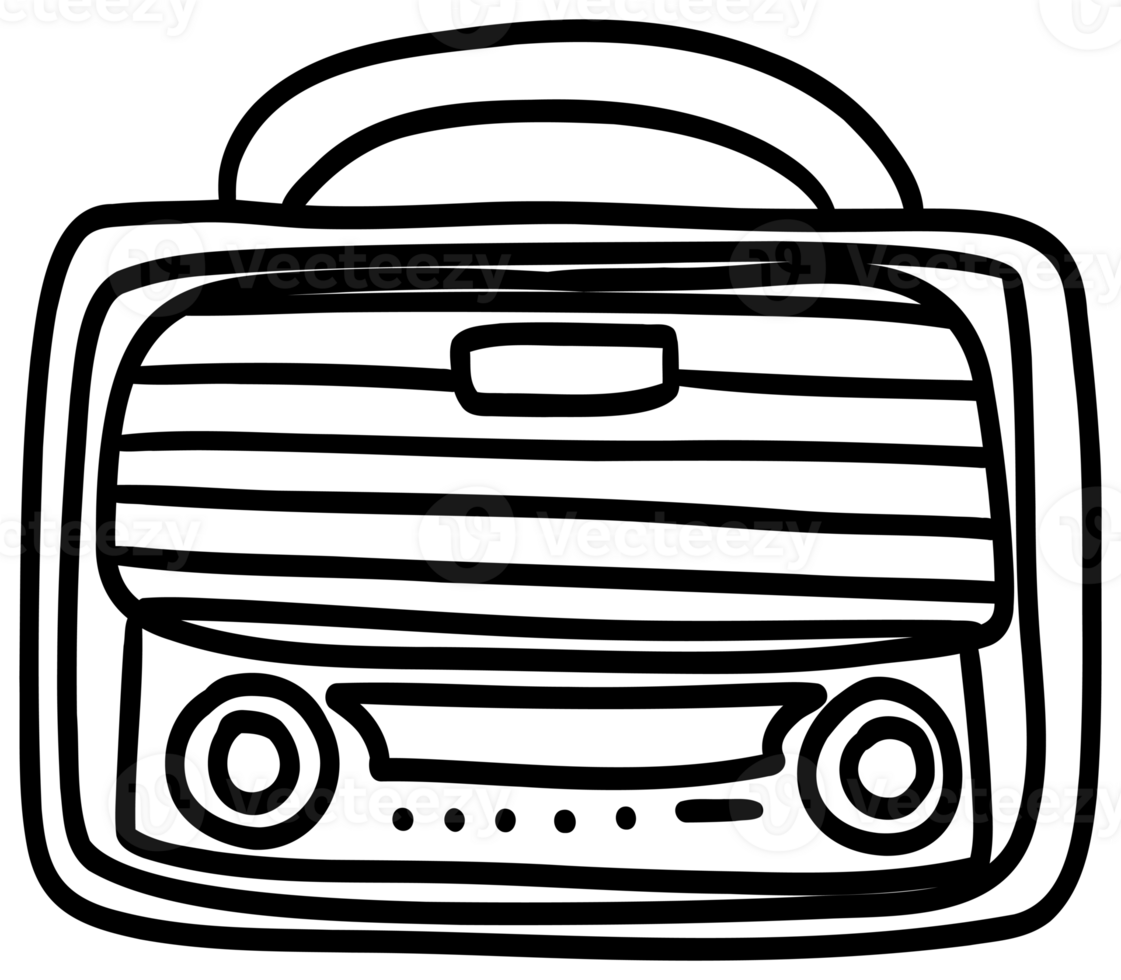 Retro Radio Line Drawing Sticker png