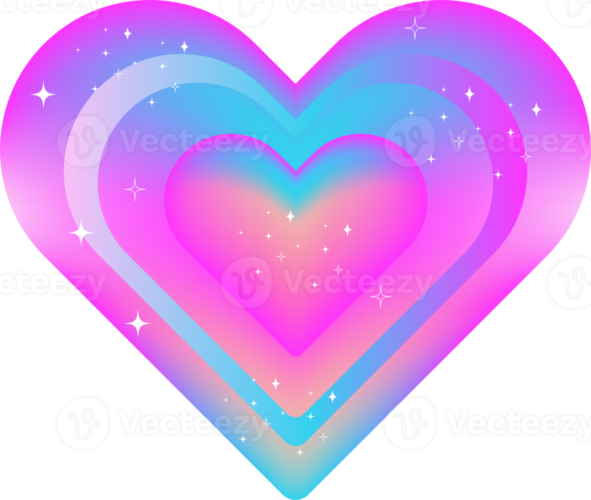 Colorful Gradient Heart Y2K styles png