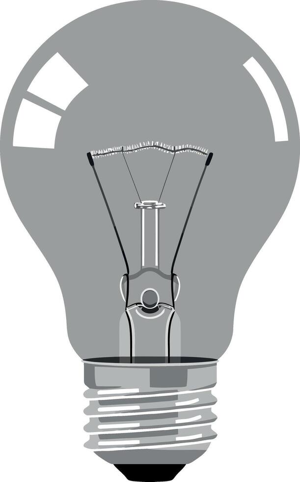 Light bulb illustration in minimal style showcasing intricate filament details in art vector