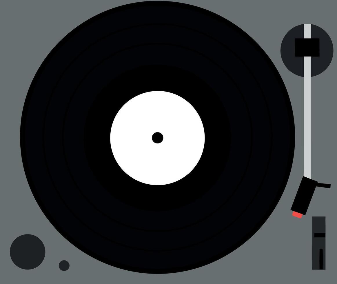Turntable with spinning vinyl record in flat design art vector