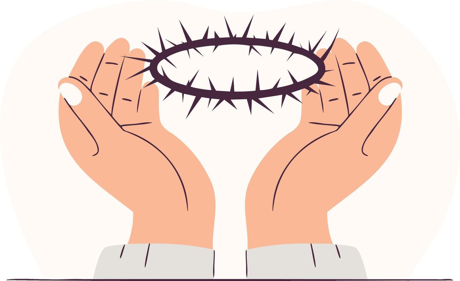 Hands holding the crown of thorns, a symbol of Jesus Christ's suffering vector