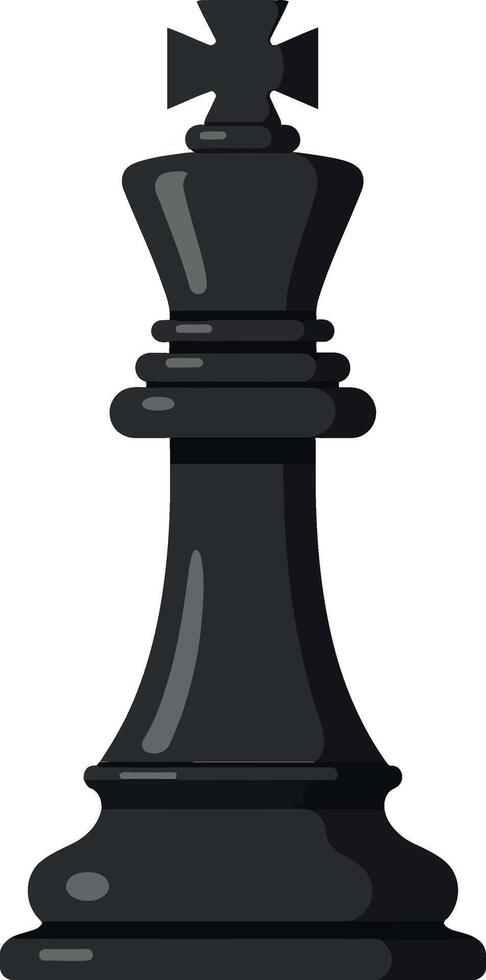 Black chess king piece standing tall in a flat minimal design art vector