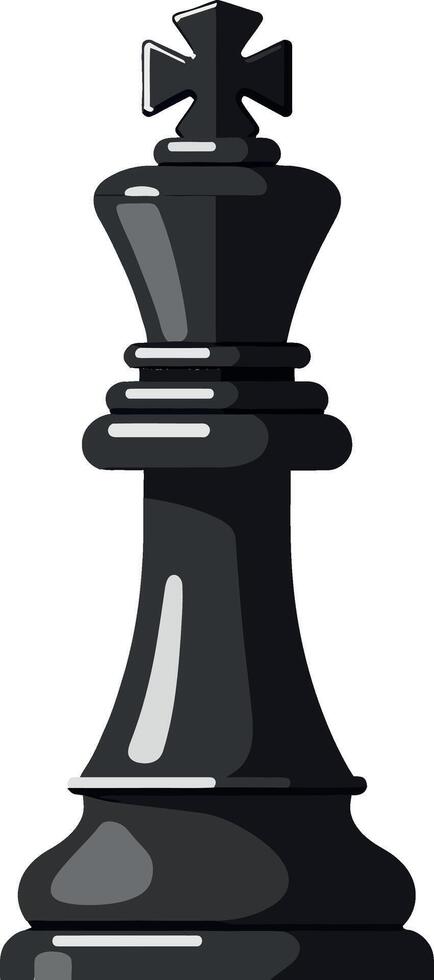 Black king chess piece in a minimal flat design style showcasing elegance and strategy in art vector