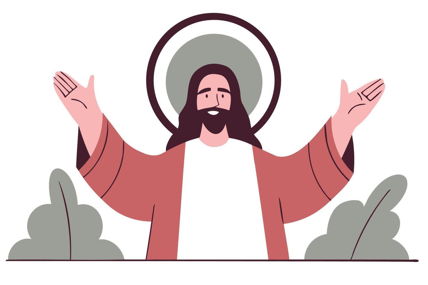 Jesus Christ with open arms and a halo, a symbol of faith and love vector