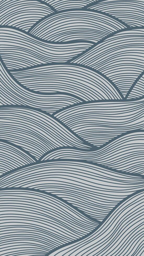 vertical ethnic stylish abstract line art zentangle wavy backdrop blue color on white background vector