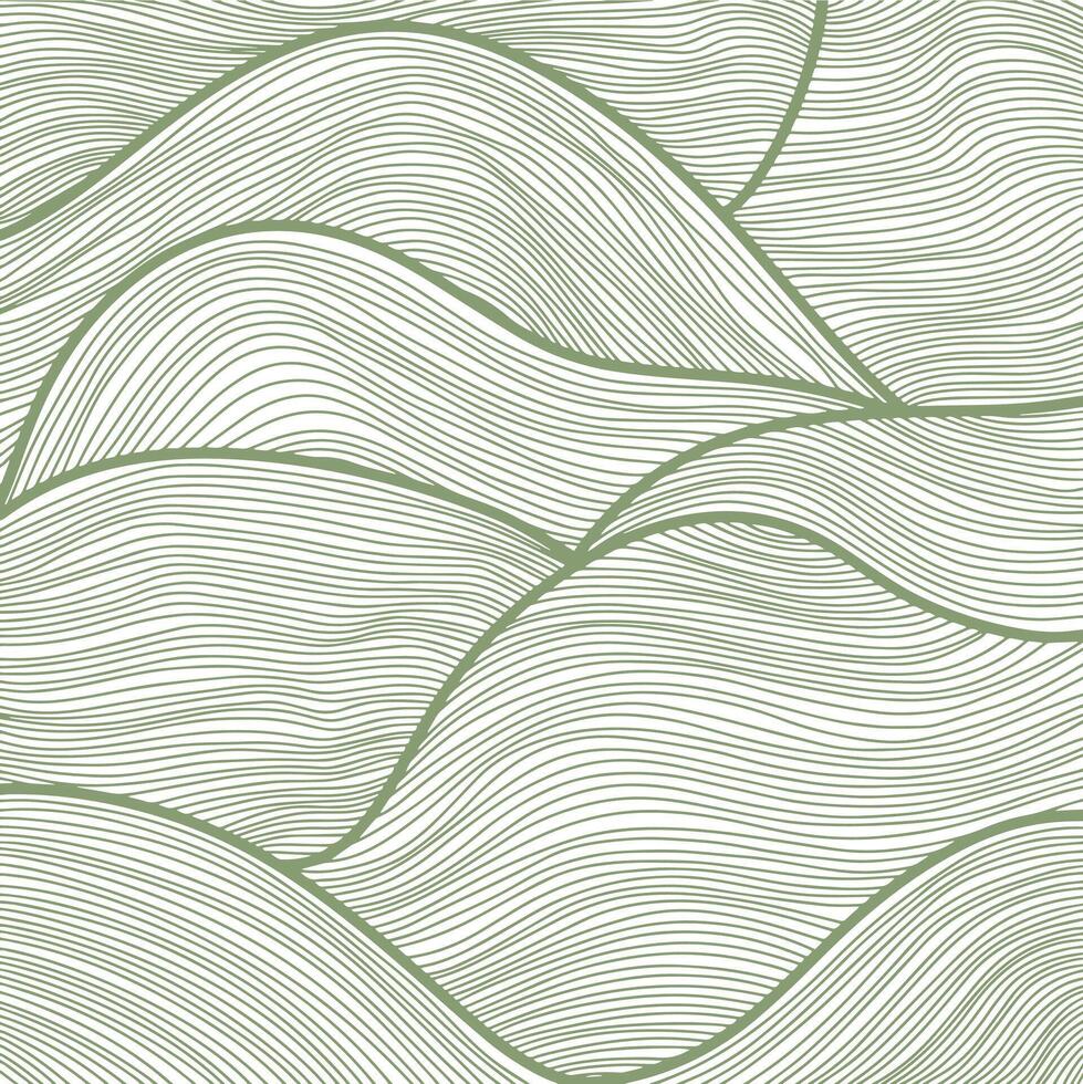 stylish abstract line art background in zentangle style green color on white background vector