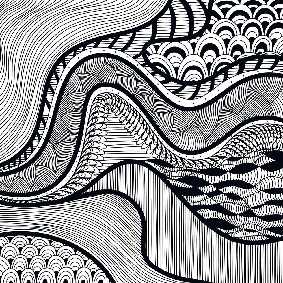 abstract ornamental background stylish black and white backdrop in zentangle style vector