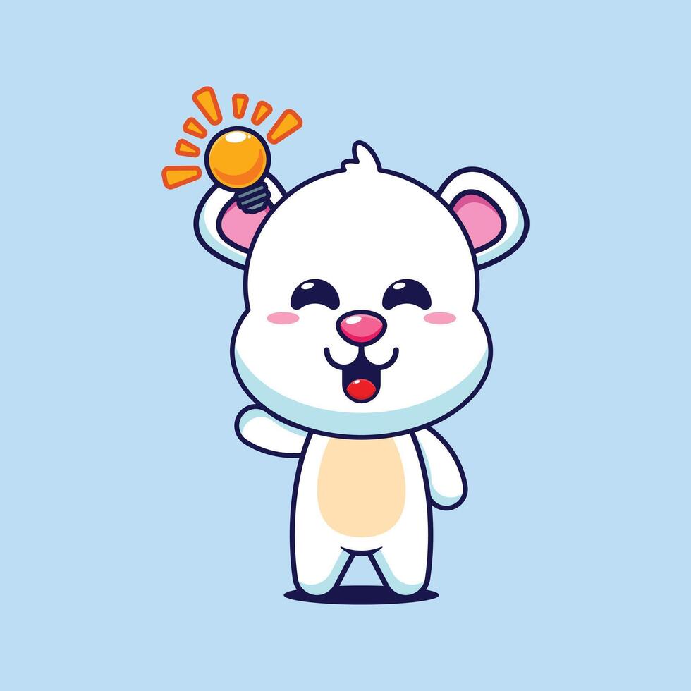 Polar bear cartoon illustration get an idea vector