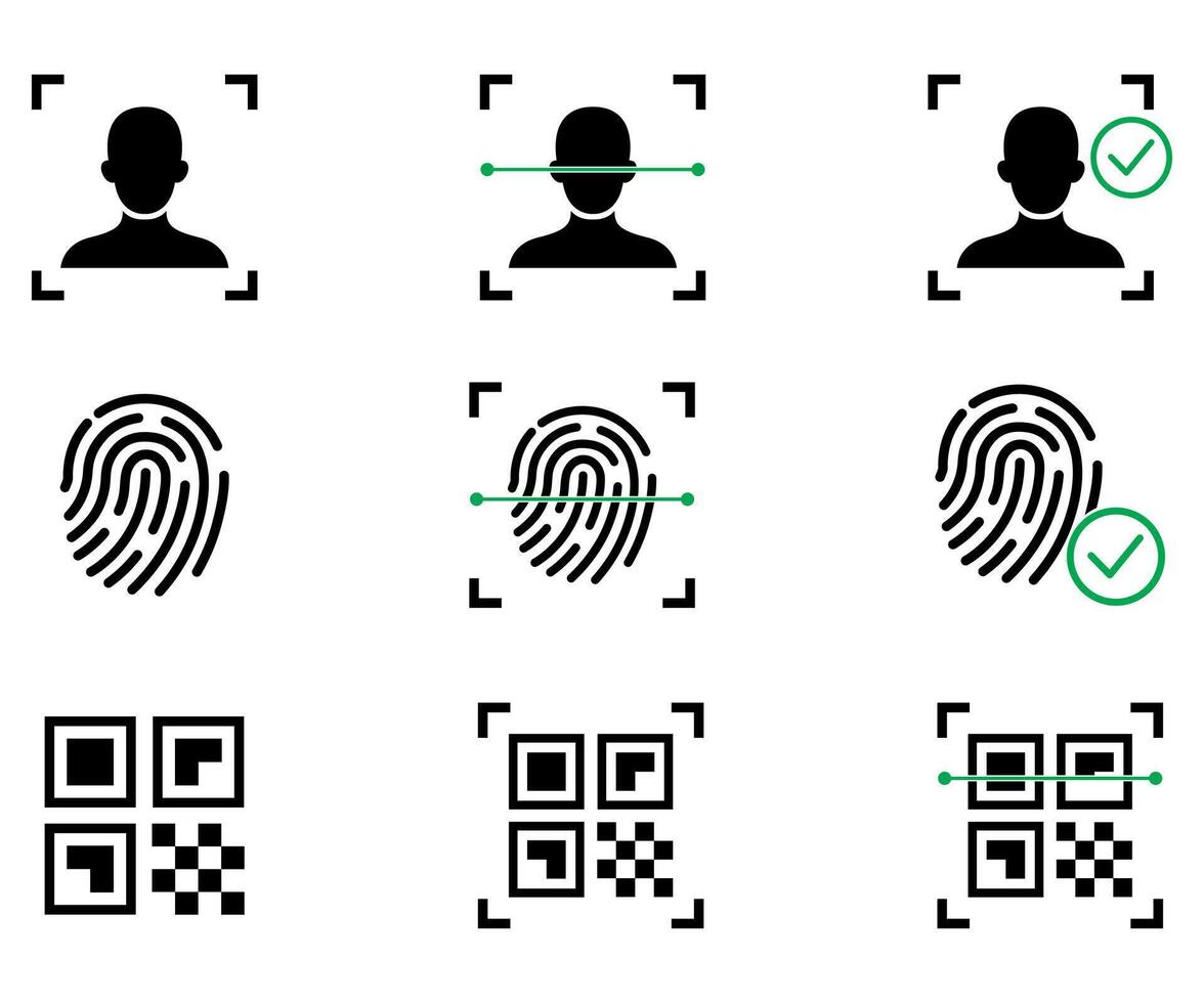 Digital scanning qr and face detection security concept illustration vector