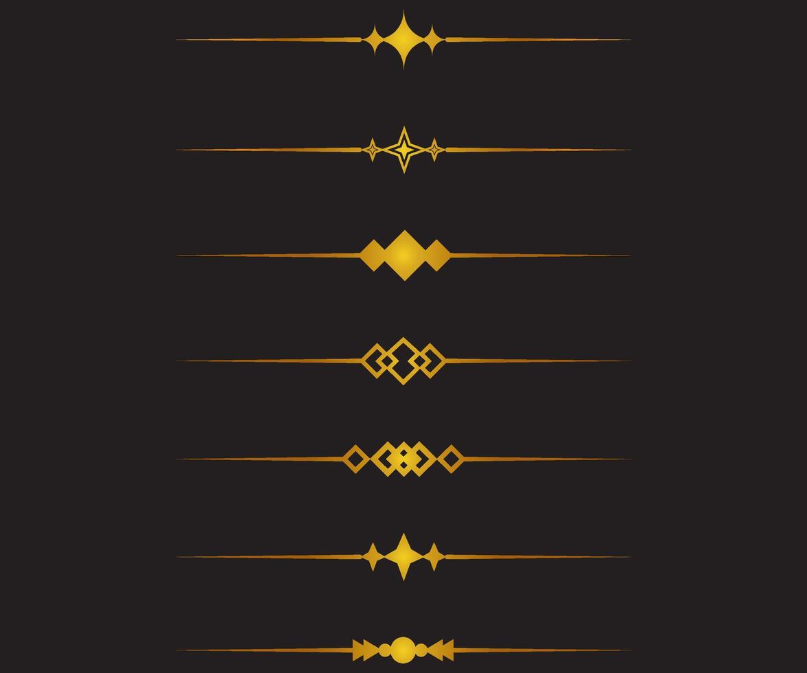 Elegant lines luxury divider decoration gold elements set collection vector