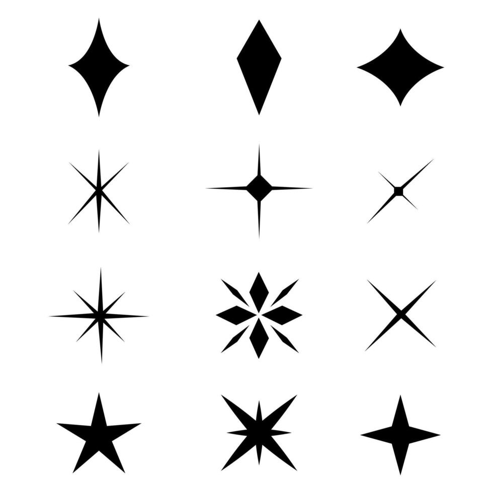 Set of stars floating sparkle element design illustration vector