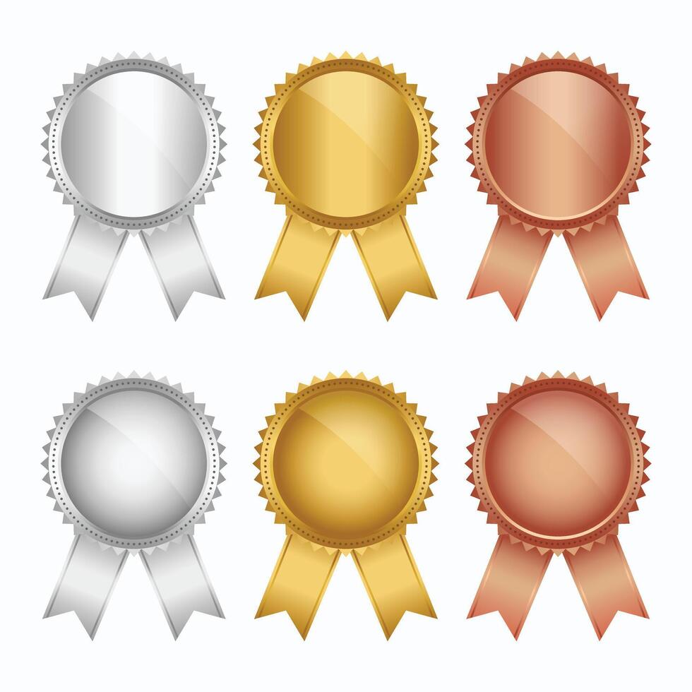 Set of Gold, silver and bronze Awards with ribbons, Award nomination vector