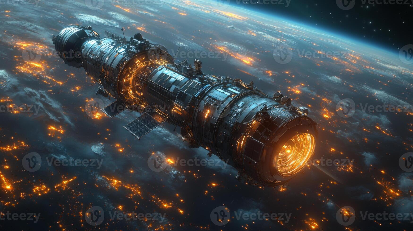 A sophisticated satellite operates in low Earth orbit, designed for broadband transmission and telemetry. This spacecraft utilizes advanced technology to enhance global communication networks. photo