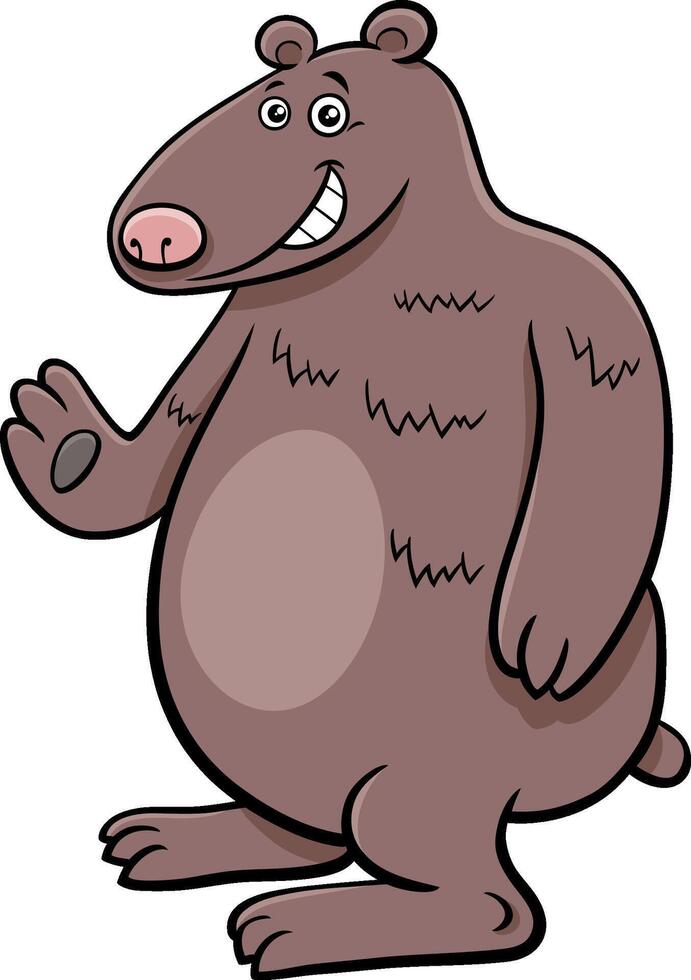 cartoon bear wild animal character waving his paw vector