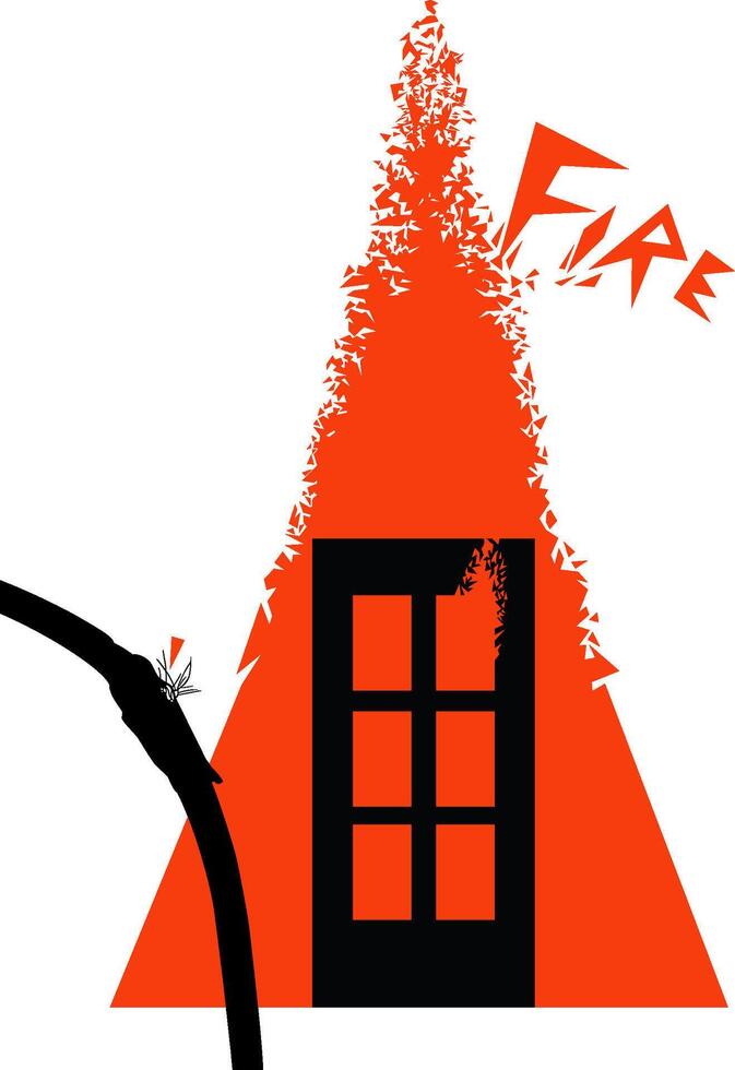 Educational poster against fire caused by faulty electrical installation vector