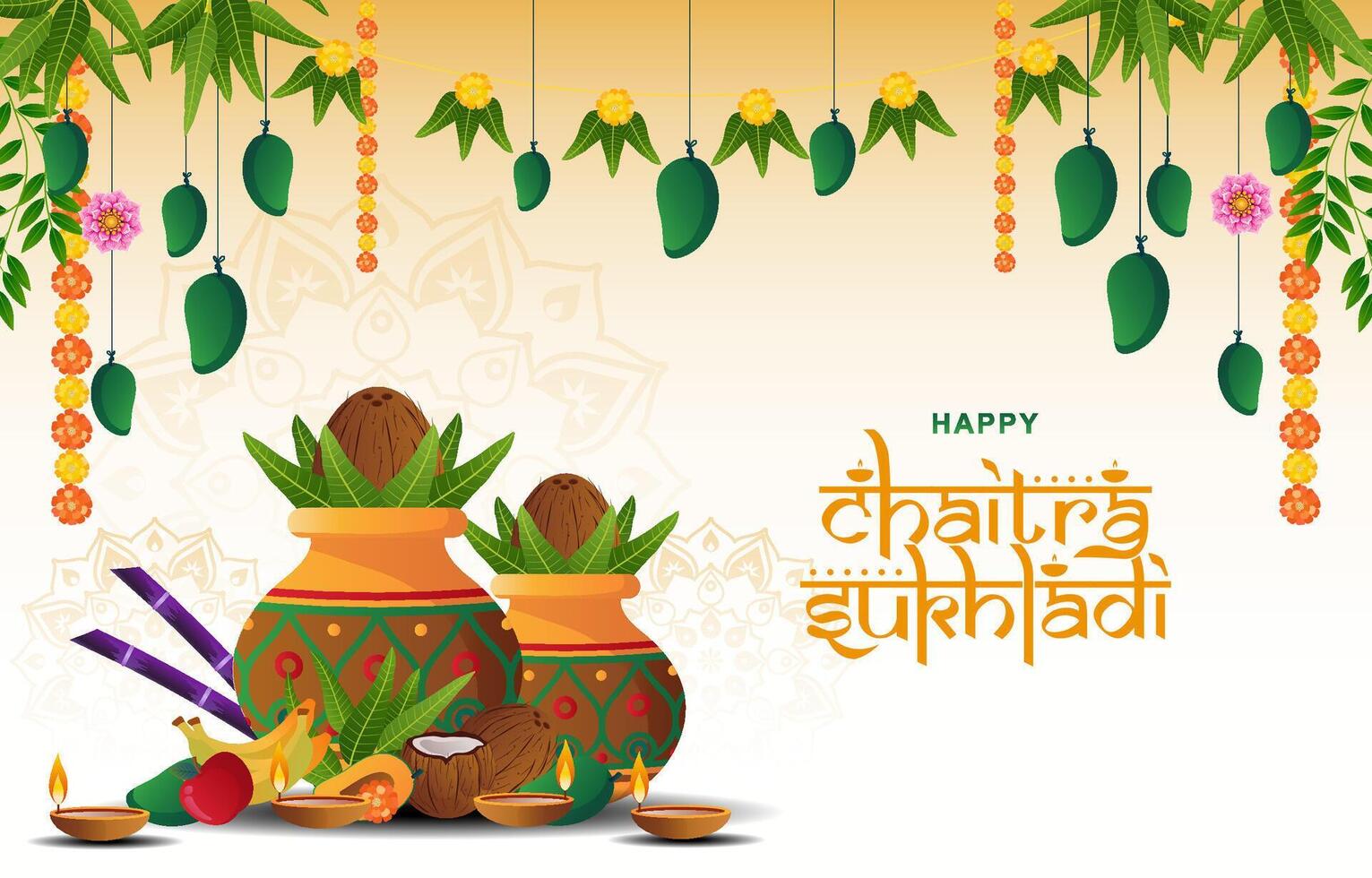 Happy Chaitra Sukhladi Holiday background, for india festival vector