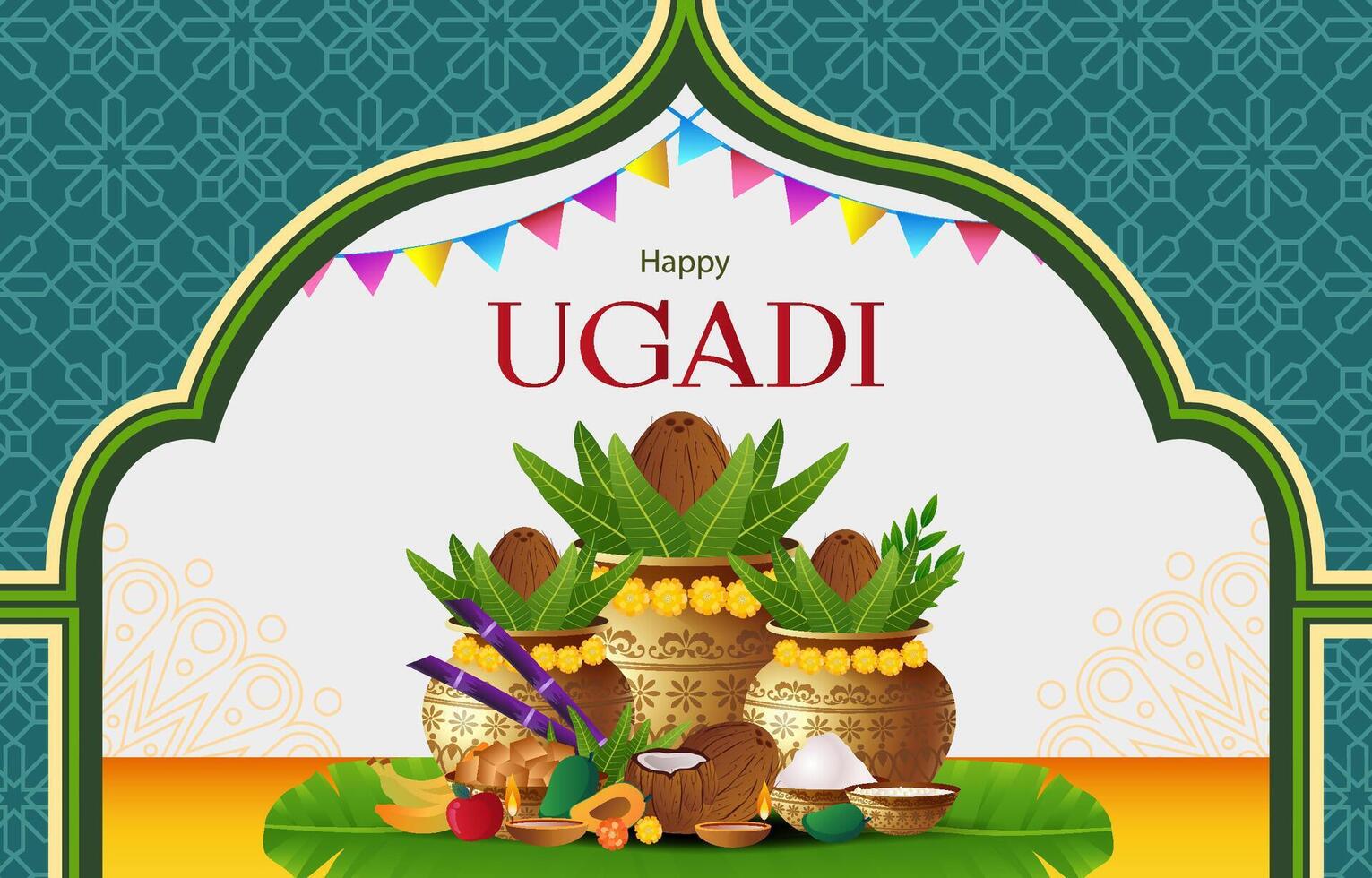 Happy Ugadi Festival template for india holiday event vector