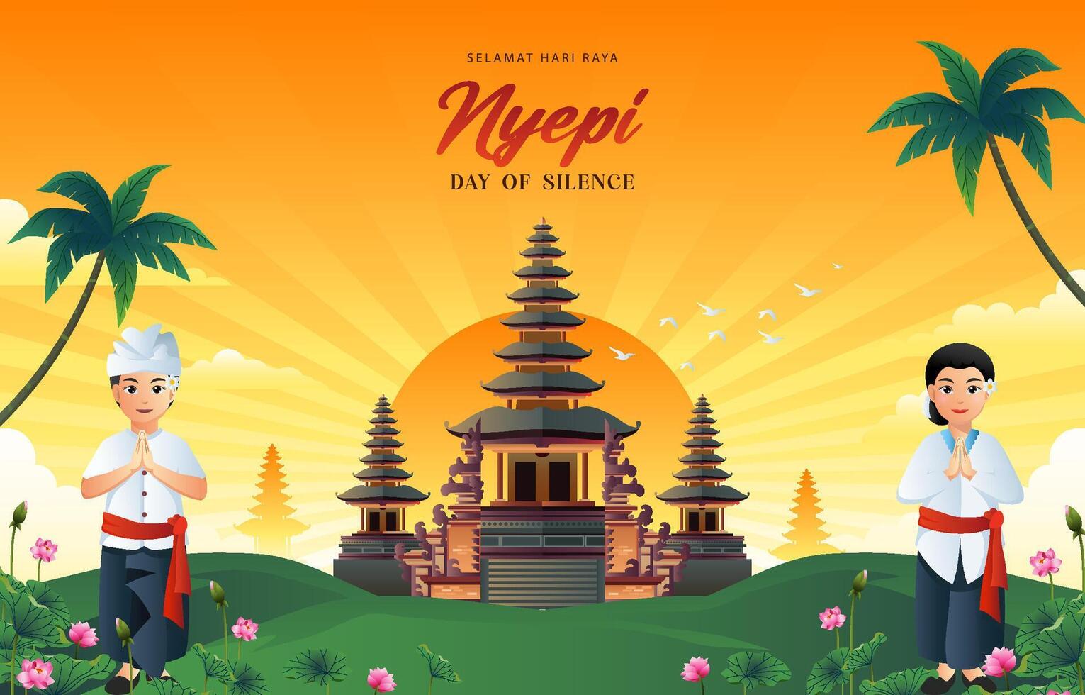 happy nyepi day, day of silence , for poster, background vector