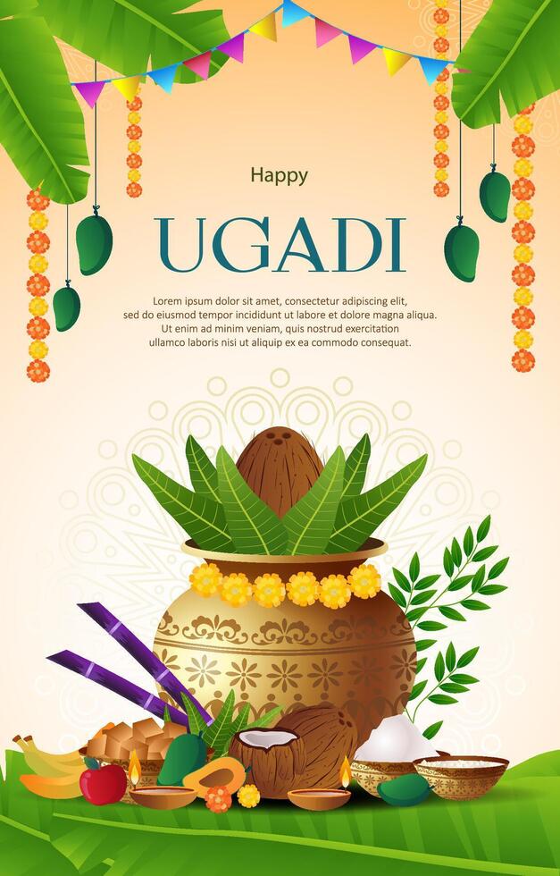 Happy Ugadi Festival for india holiday event background vector
