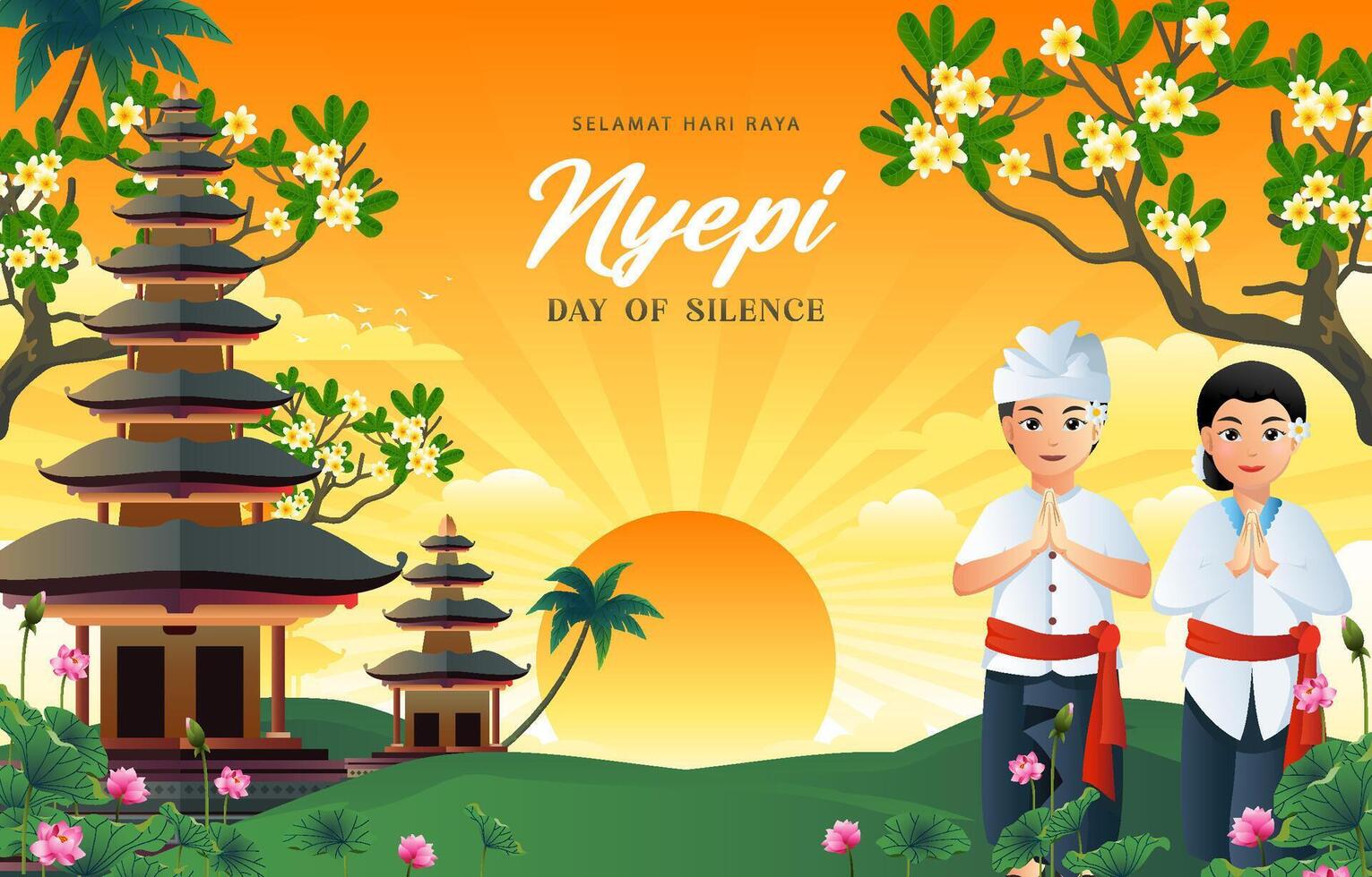 selamat hari raya nyepi, day of silence background, poster vector