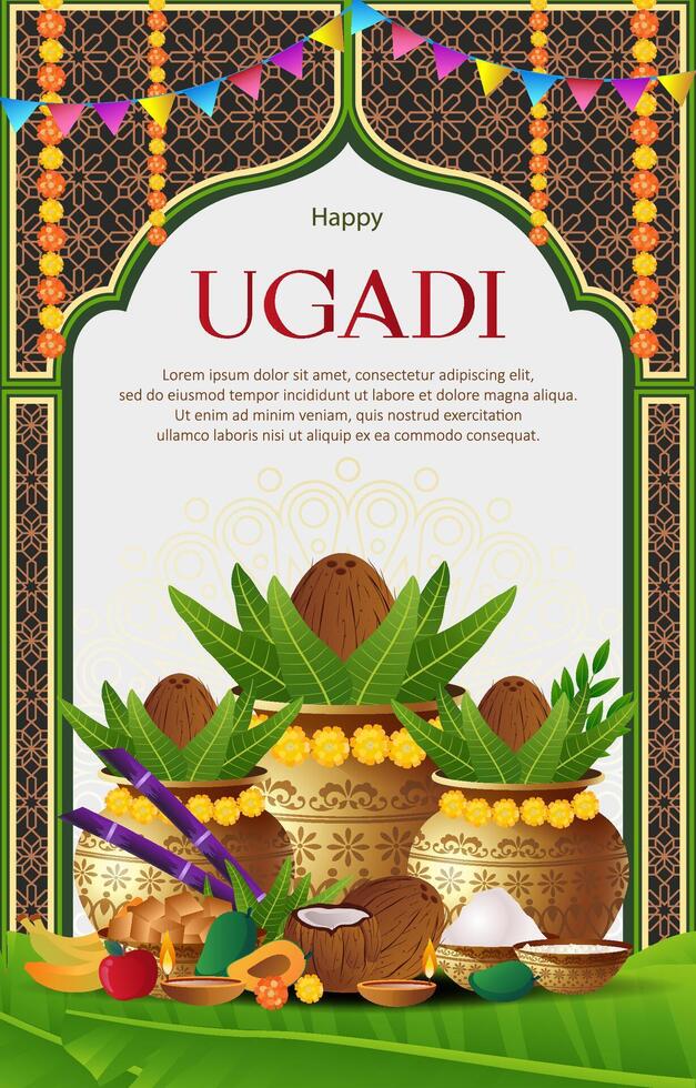Happy Ugadi Festival for india holiday event with vertical template concept vector