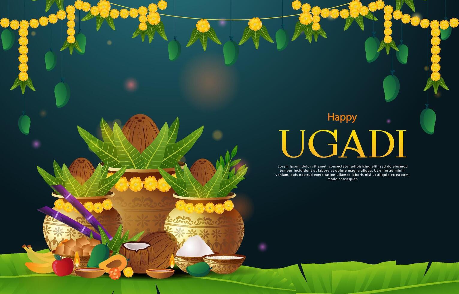Happy Ugadi Festival, for india holiday event vector