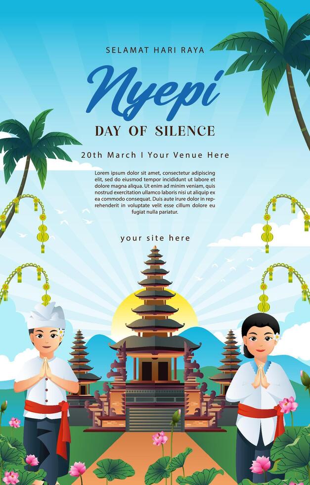 Happy Nyepi day background, day of silence background vector