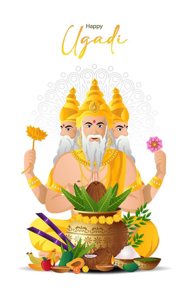 Happy Ugadi Festival background for india holiday event vector