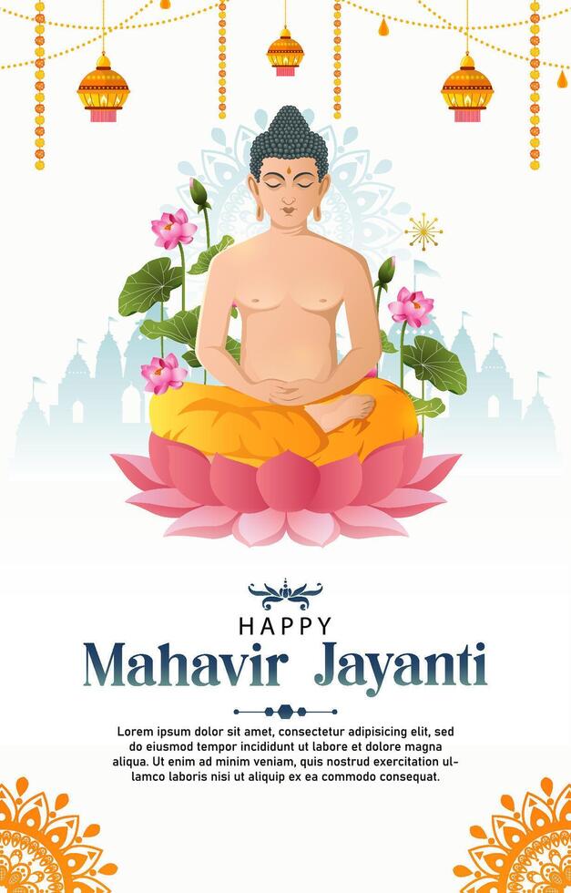 Happy Mahavir Jayanti Celebration Background with vertical layout for poster template, background vector