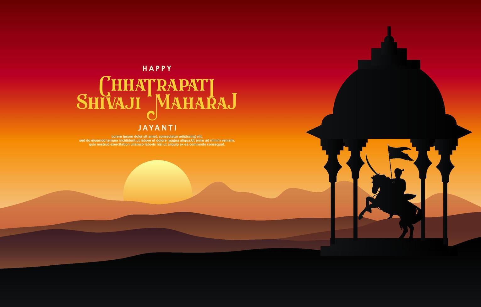 Happy Chhatrapati Shivaji Maharaj Jayanti with mountain background vector
