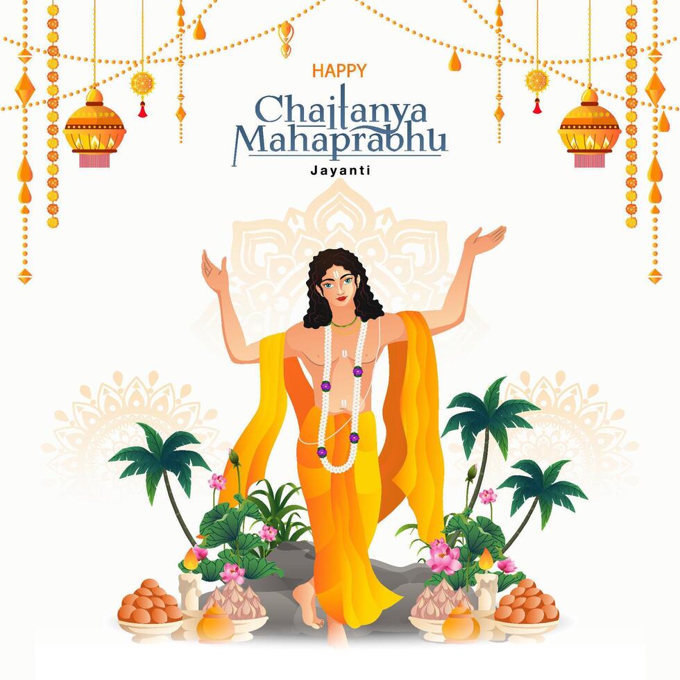 Chaitanya Mahaprabhu Jayanti background vector