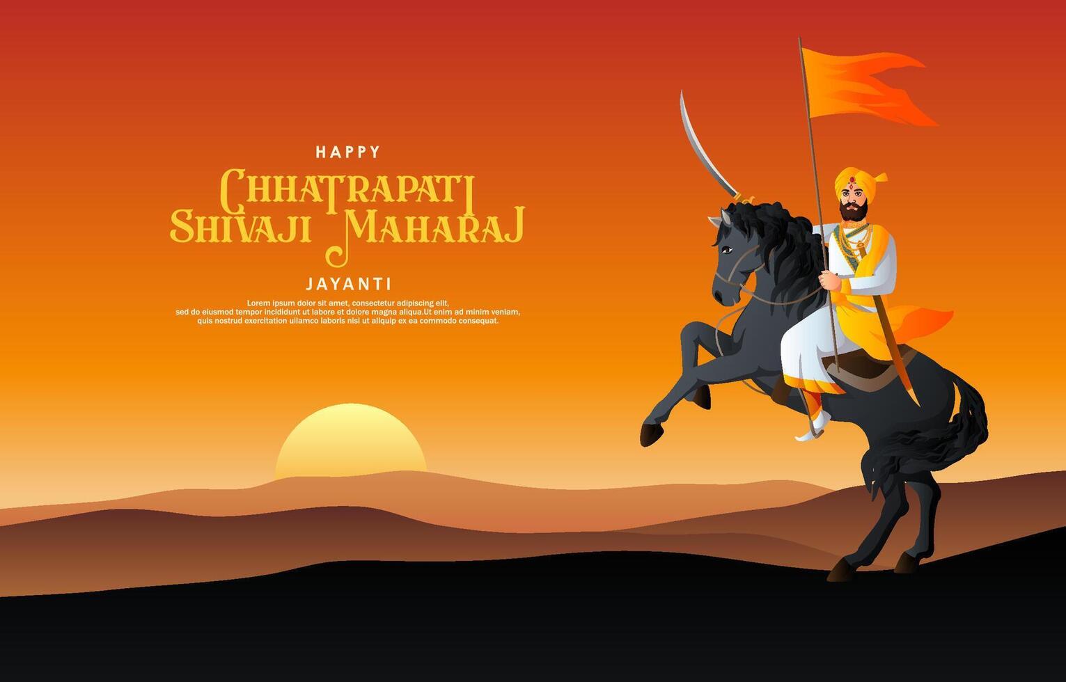 Chhatrapati Shivaji Maharaj Jayanti horizontal background, with mountain background vector